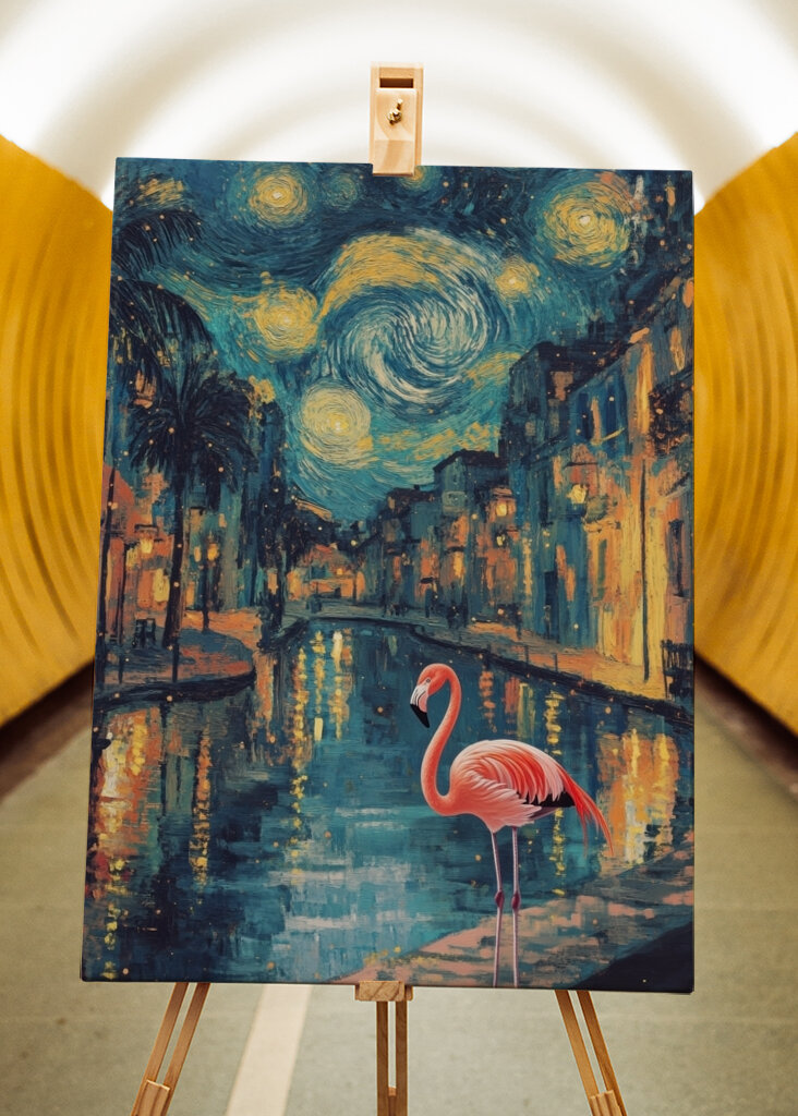 Sogno di fenicottero di notte