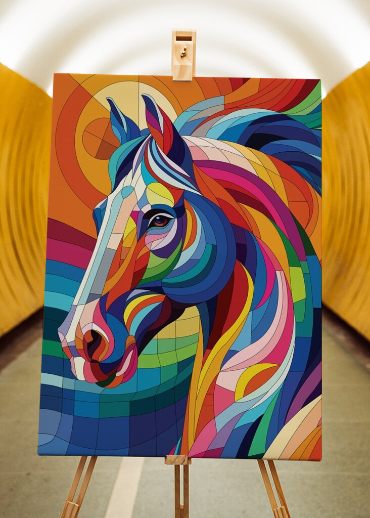 häst, wpap, popkonst, färgrik