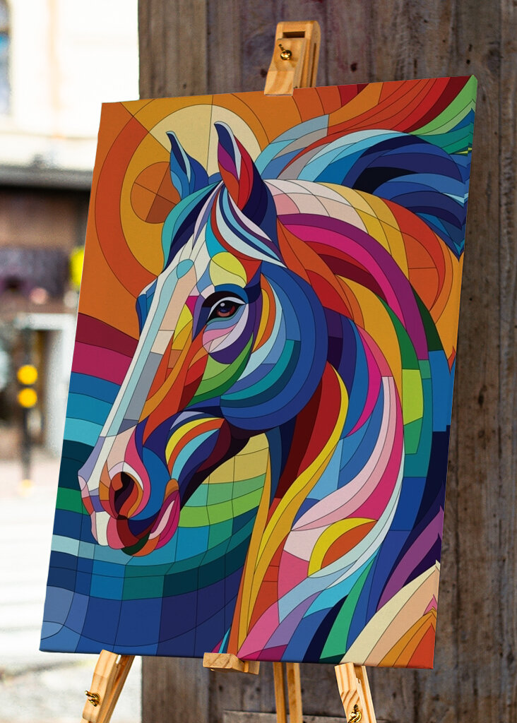 häst, wpap, popkonst, färgrik