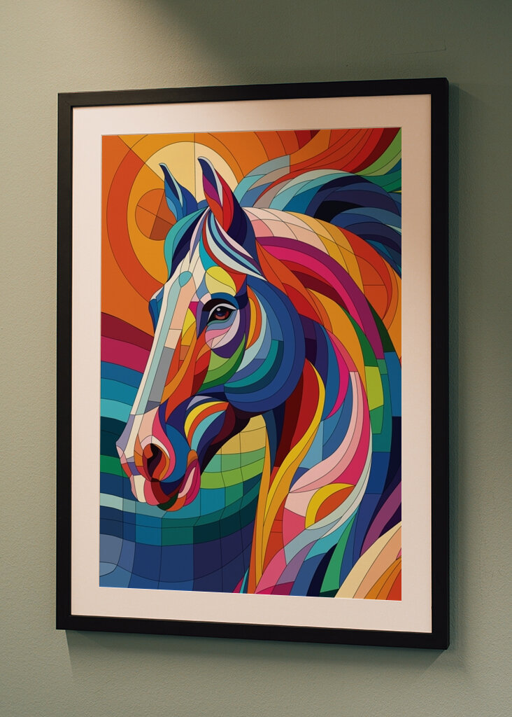 häst, wpap, popkonst, färgrik