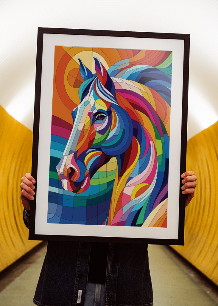 häst, wpap, popkonst, färgrik