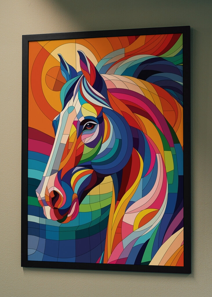 häst, wpap, popkonst, färgrik