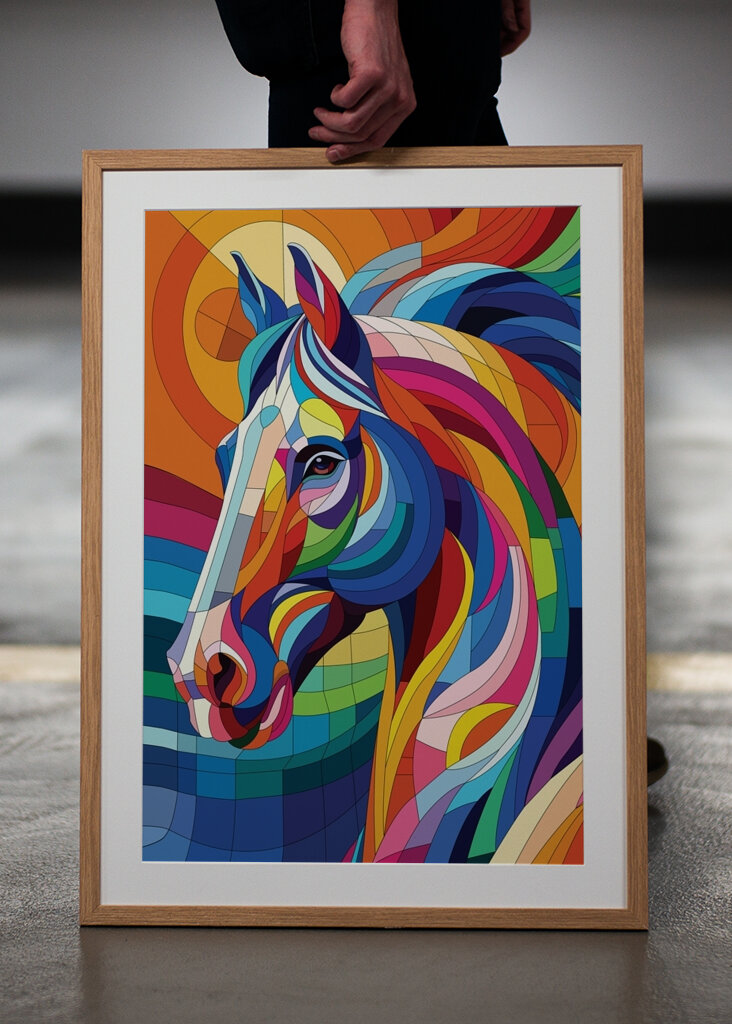 häst, wpap, popkonst, färgrik