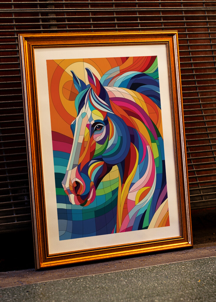 häst, wpap, popkonst, färgrik