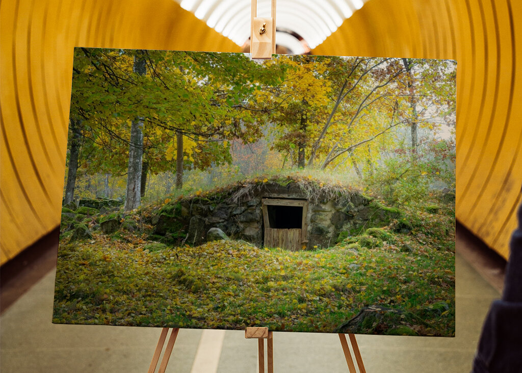 Earthen cellar in autumn