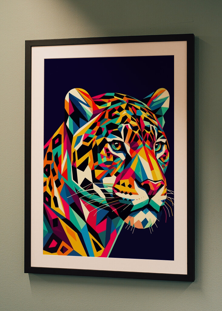 Retrato geométrico de leopardo