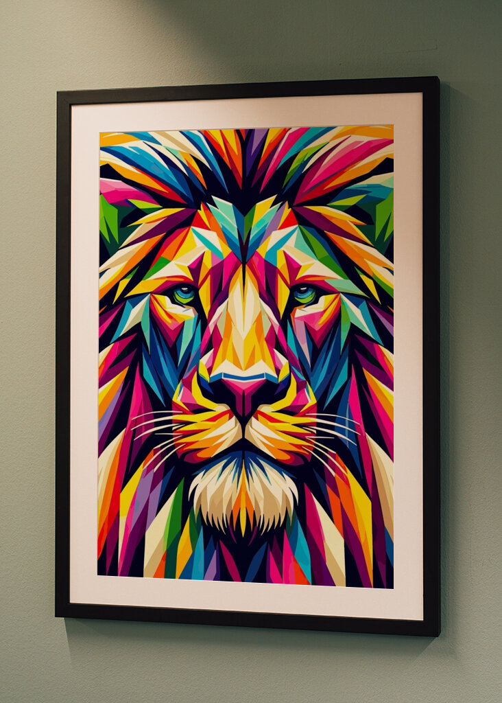 Buntes Löwen-Porträt wpap