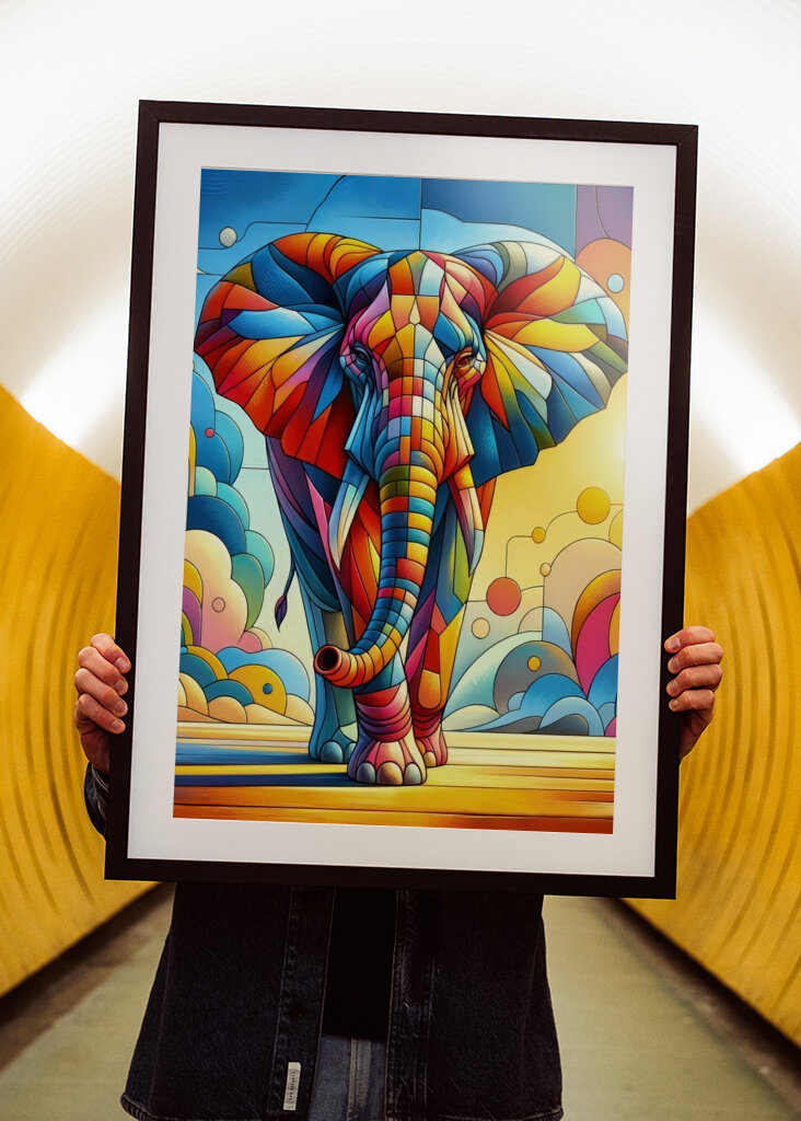 Elefante geométrico colorido 