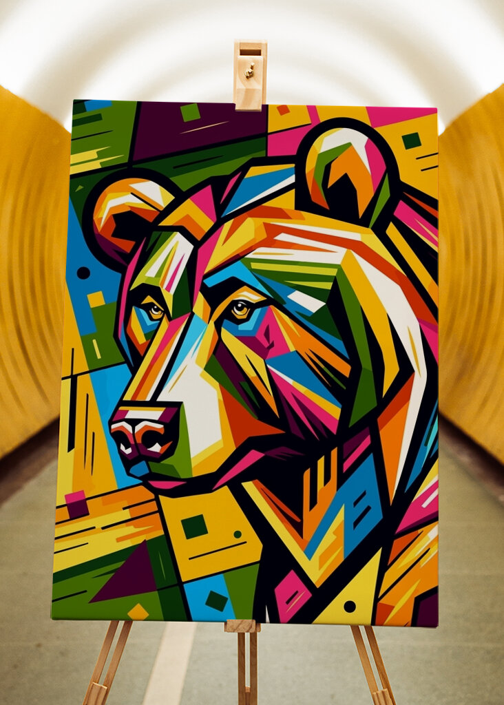 Geometrisk bjørnekunst fargerik