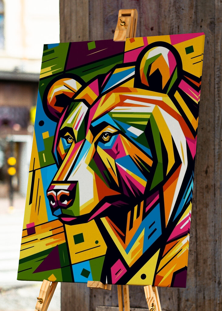 Geometrisk bjørnekunst fargerik