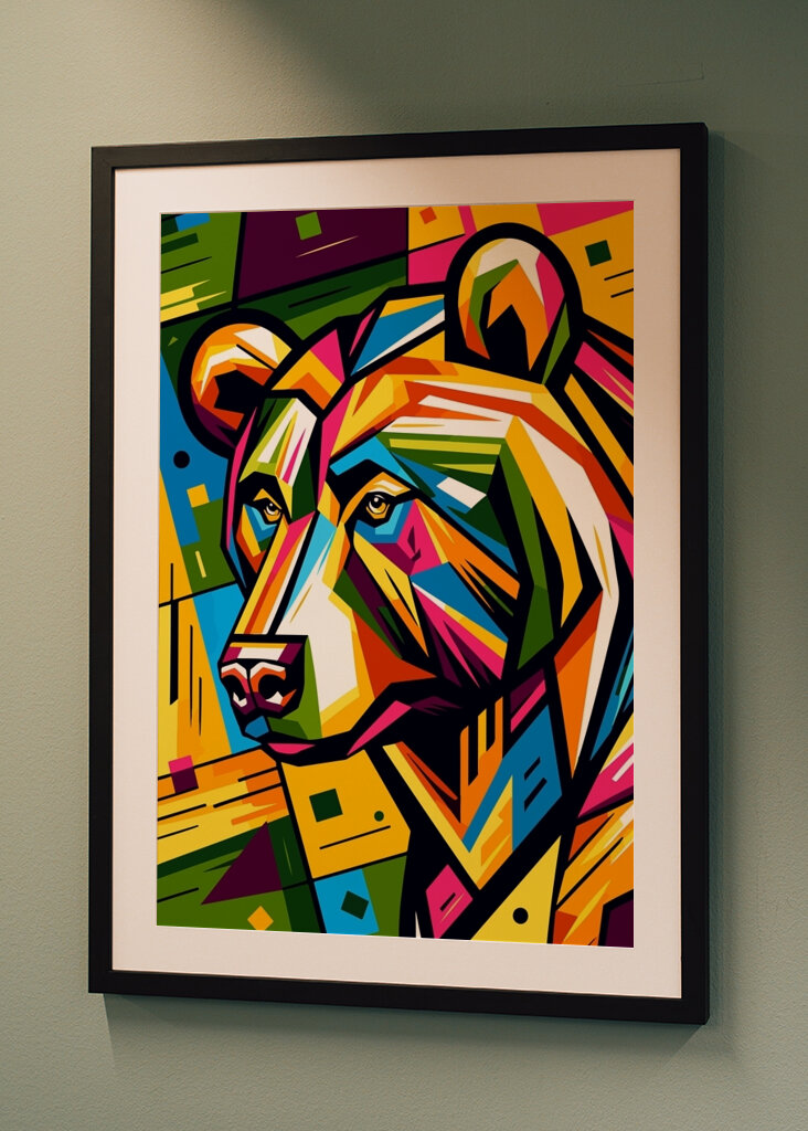 Geometrisk bjørnekunst fargerik