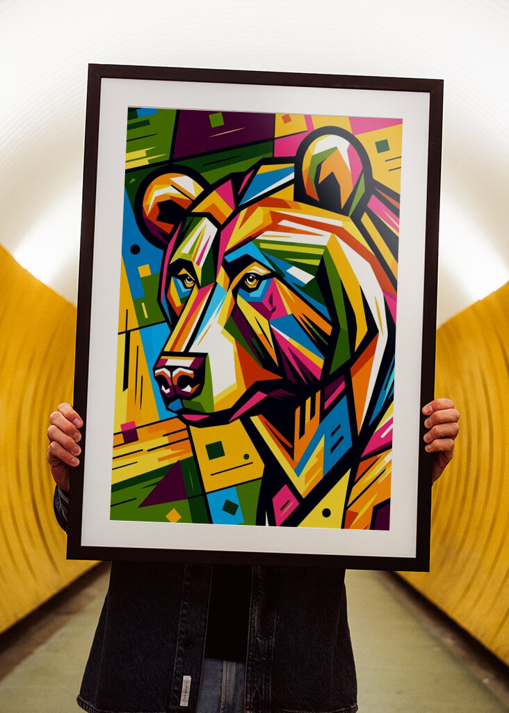 Geometrisk bjørnekunst fargerik