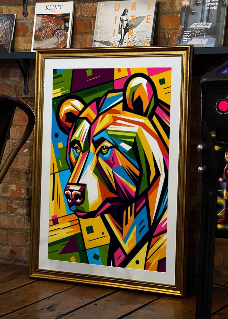 Geometrisk bjørnekunst fargerik