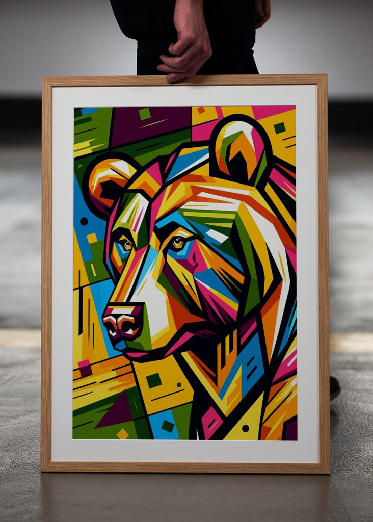 Geometrisk bjørnekunst fargerik