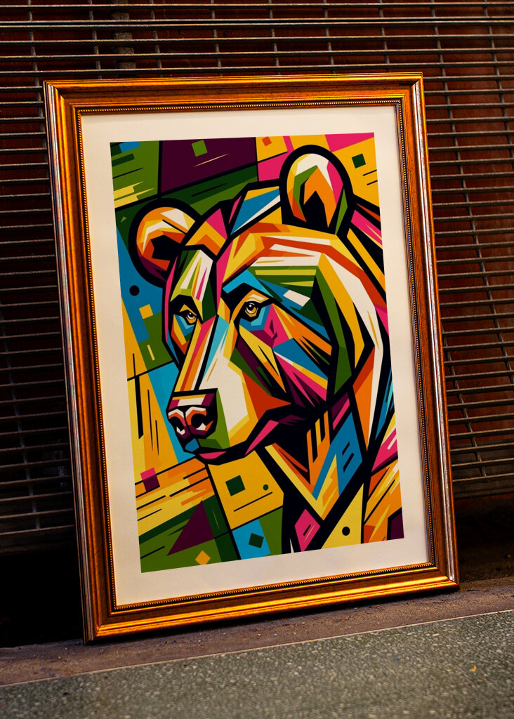 Geometrisk bjørnekunst fargerik