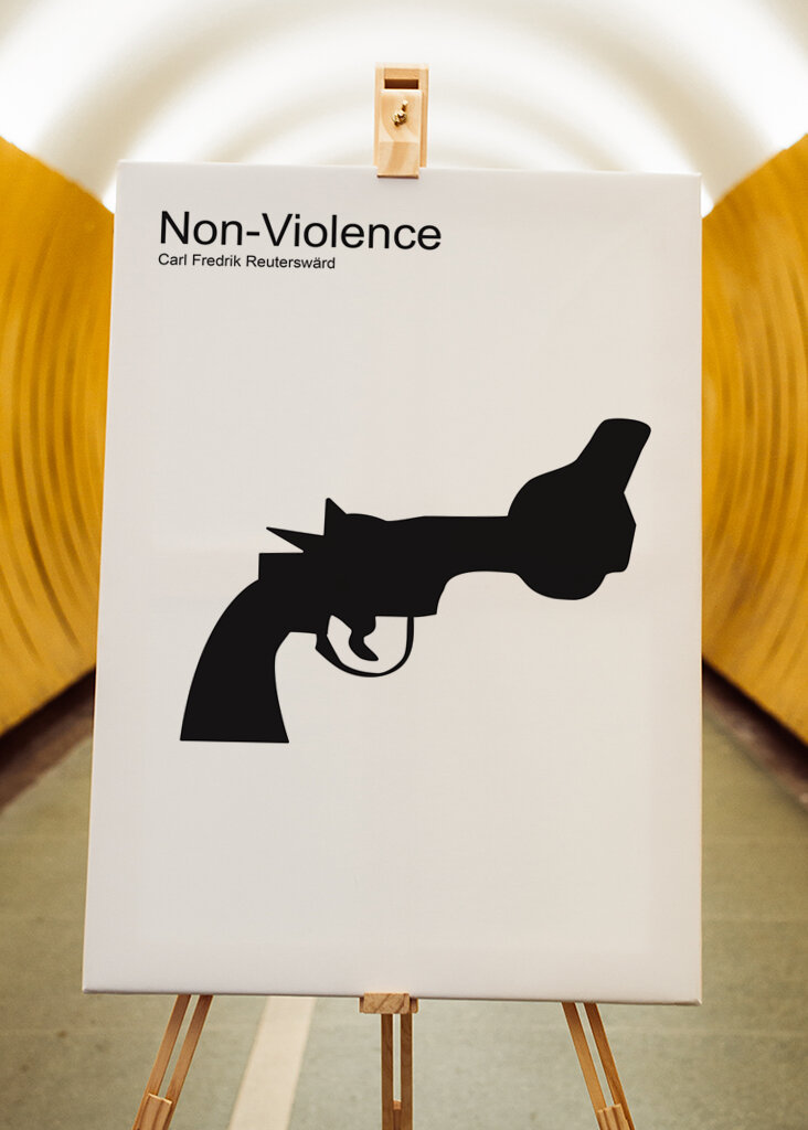 Non violence, pistol, design