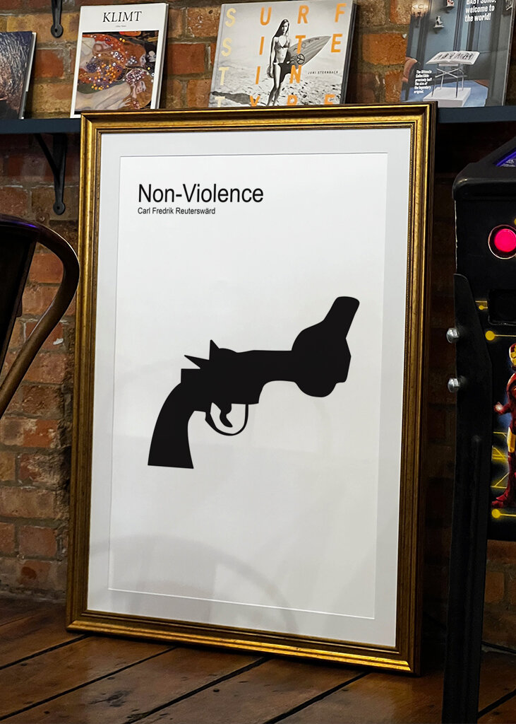 Non violence, pistol, design