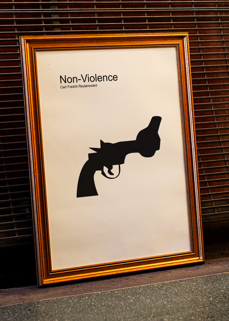 Non violence, pistol, design