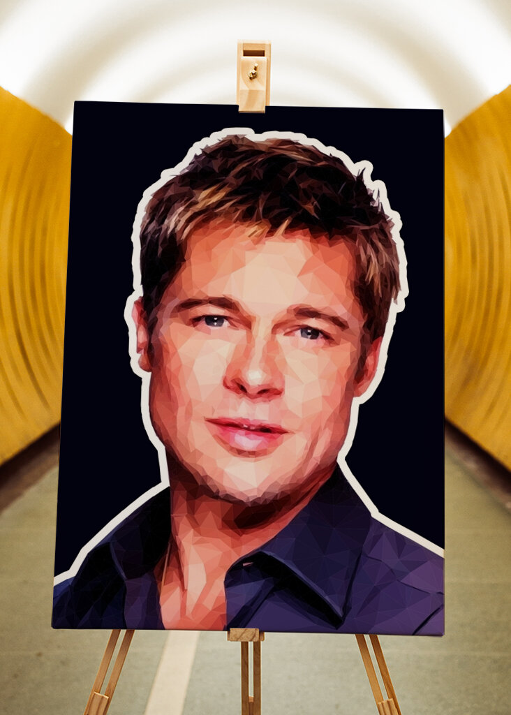 Brad Pitt Portrait low poly