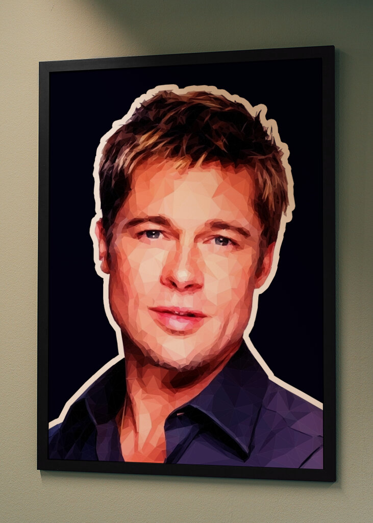 Brad Pitt Portrait low poly