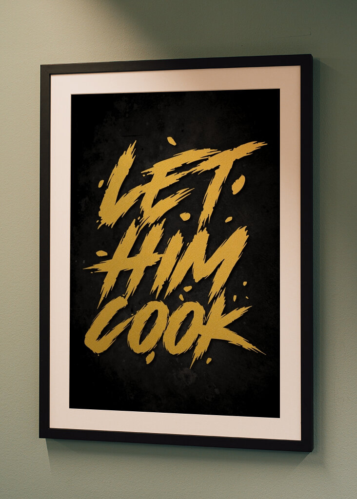 Let Him Cook Gold Text Art