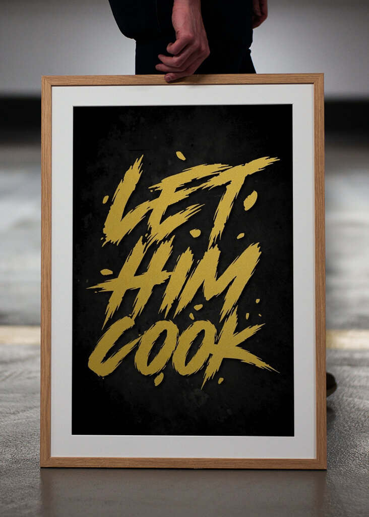 Let Him Cook Gold Text Art
