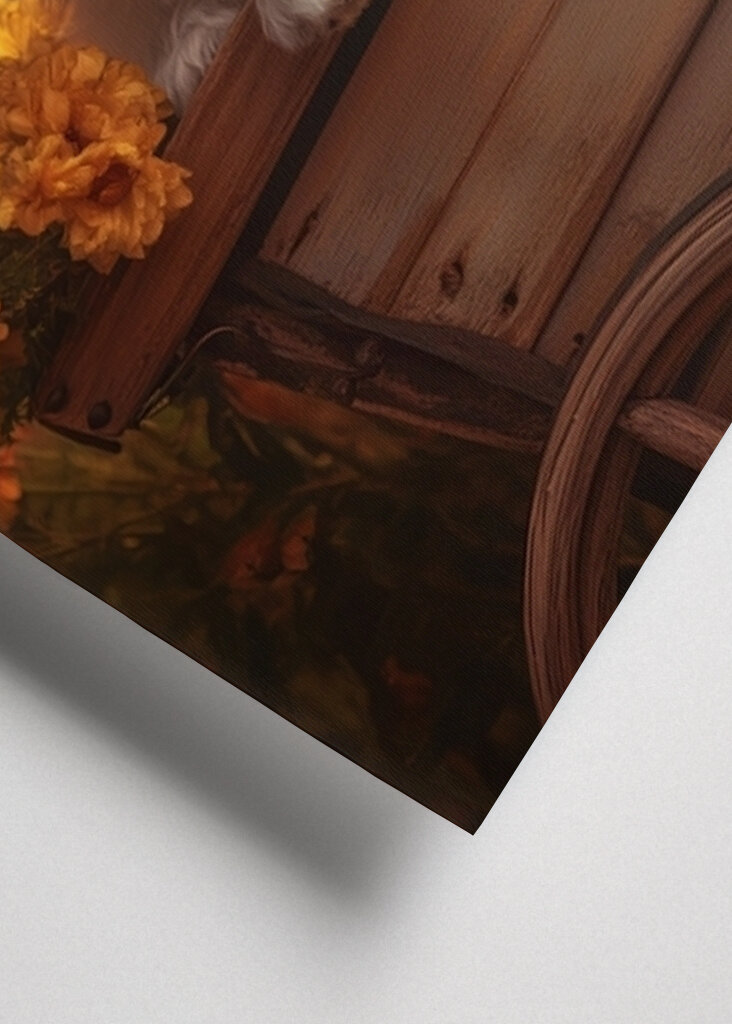 Cachorro en carruaje de flores