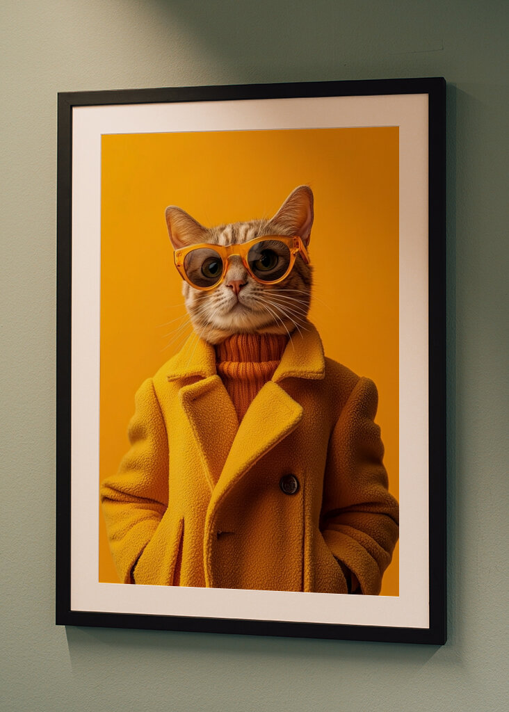 Chic Cat in Yellow Coat