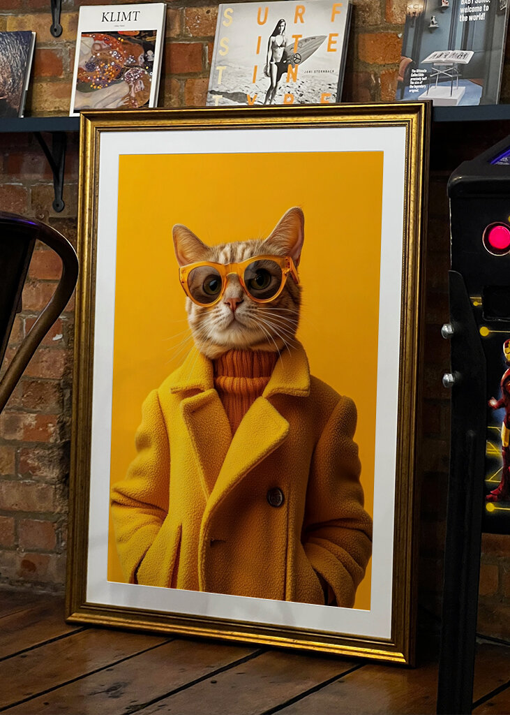 Chic Cat in Yellow Coat