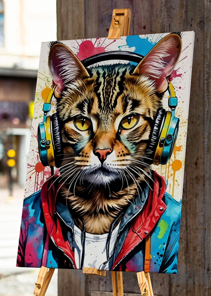 Cat in headphones
