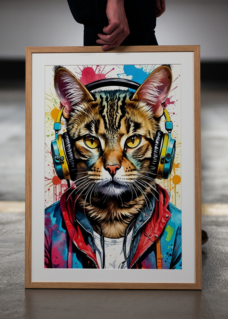 Cat in headphones