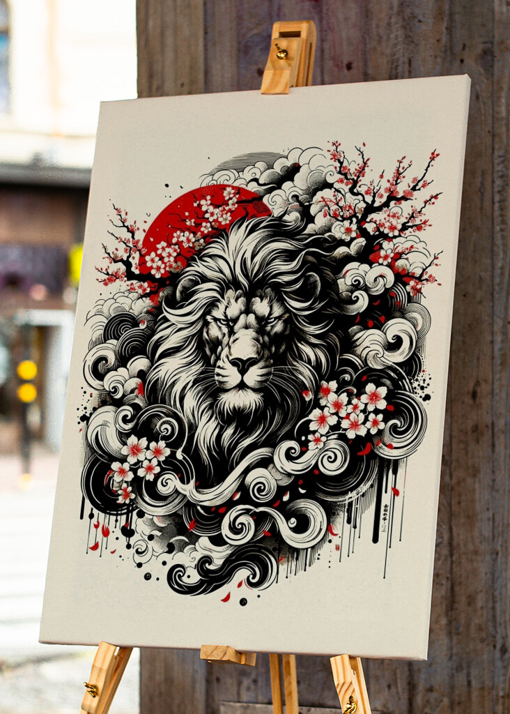 Lion japanese art
