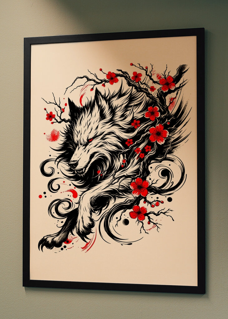 Lobo arte japonés