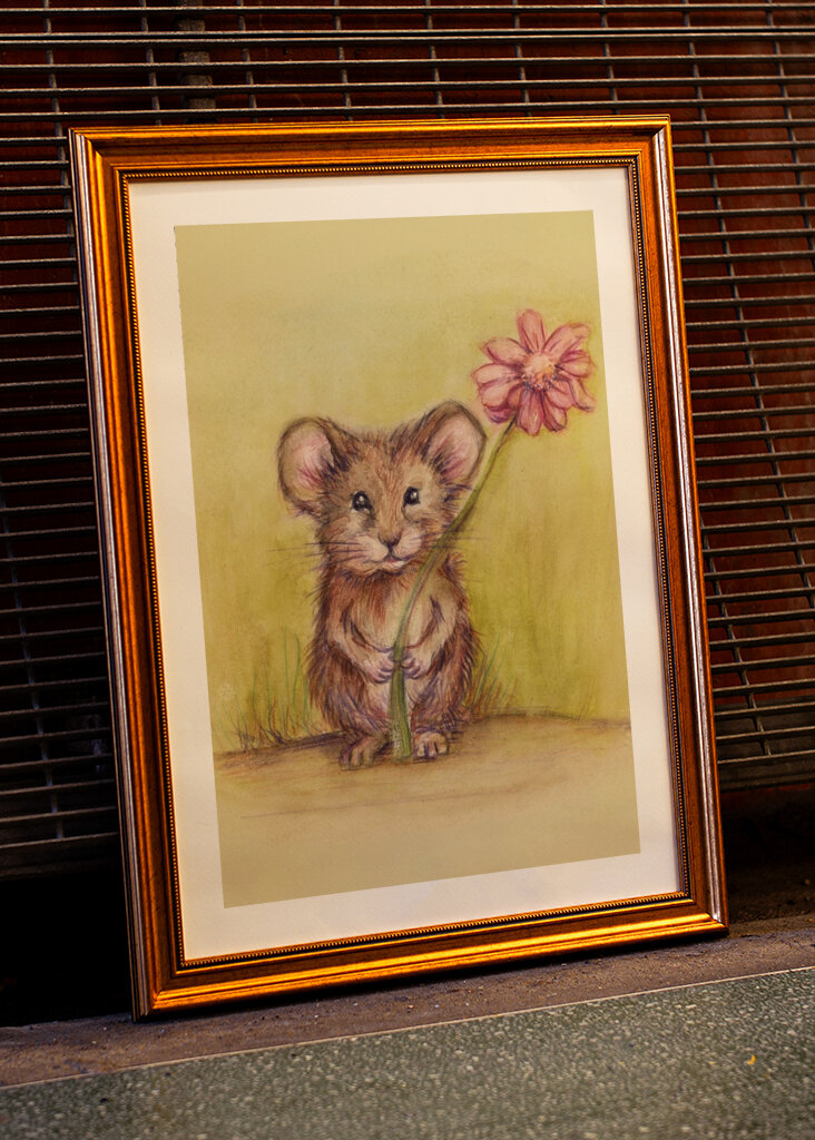 Mouse with flower