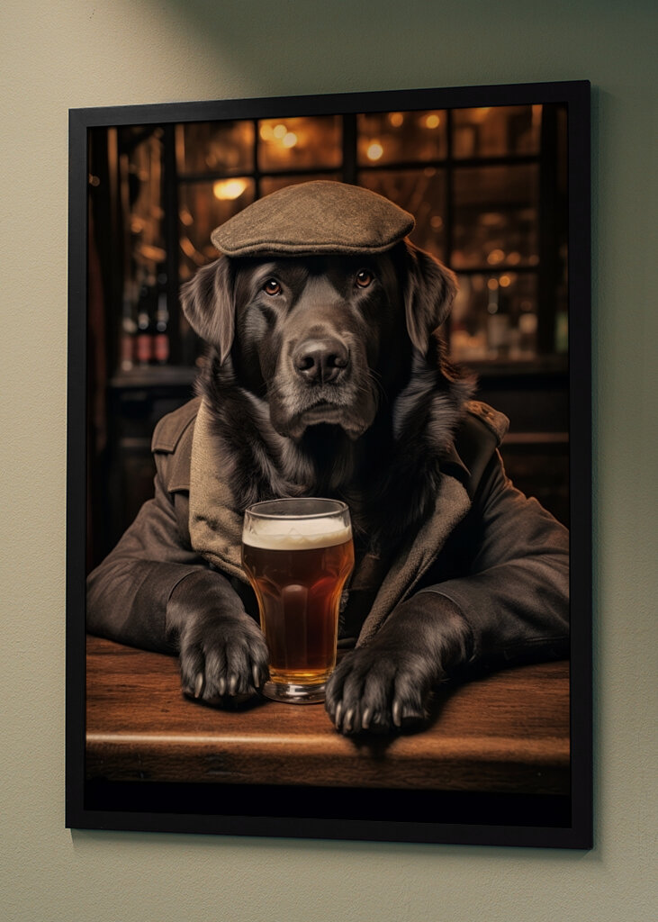 Černý labrador v hospodě