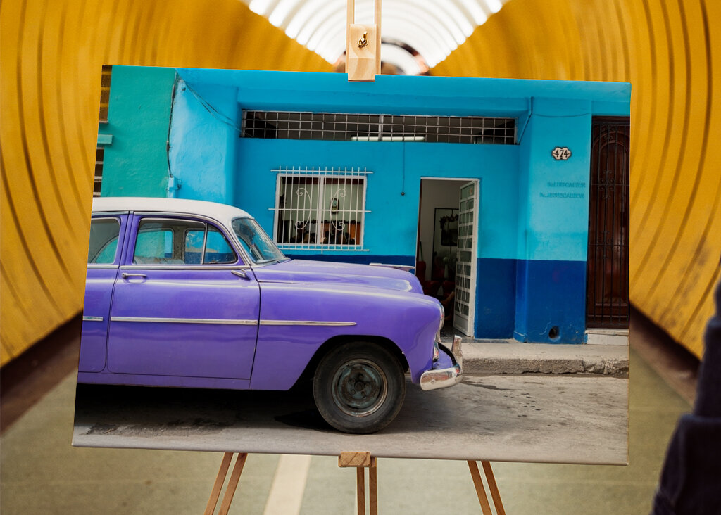 Vintage lilla bil i Havana