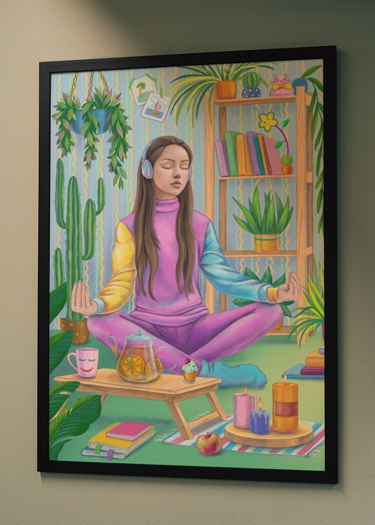 Meditation in a cozy room