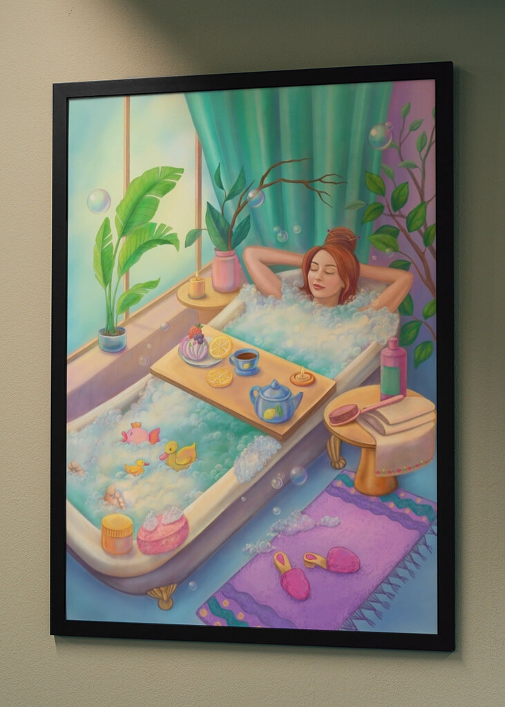 relaxing in a bubble bath