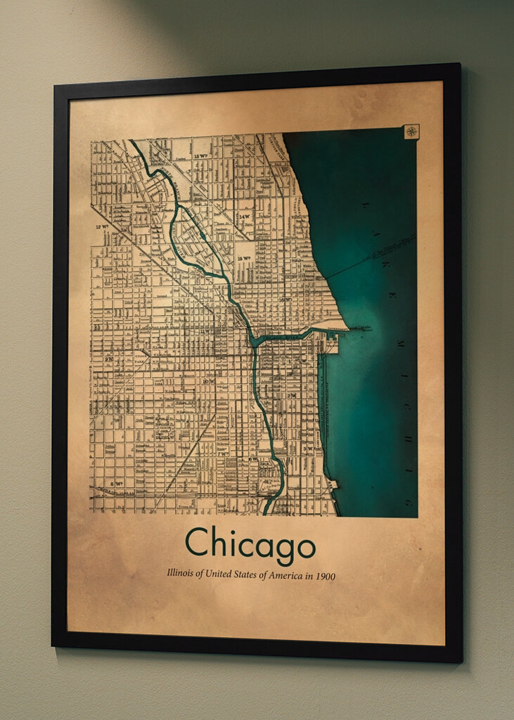 Vintage 1900 Chicago Map