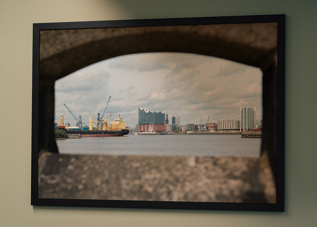 Panorama of the Hamburg harbor
