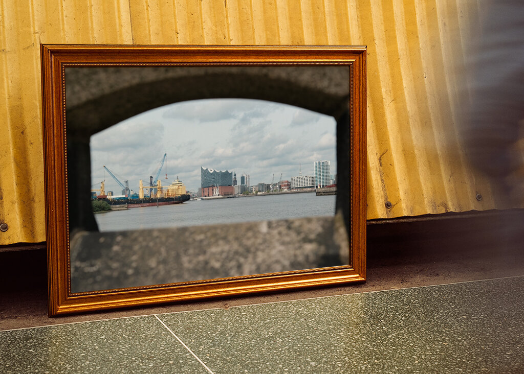 Panorama of the Hamburg harbor