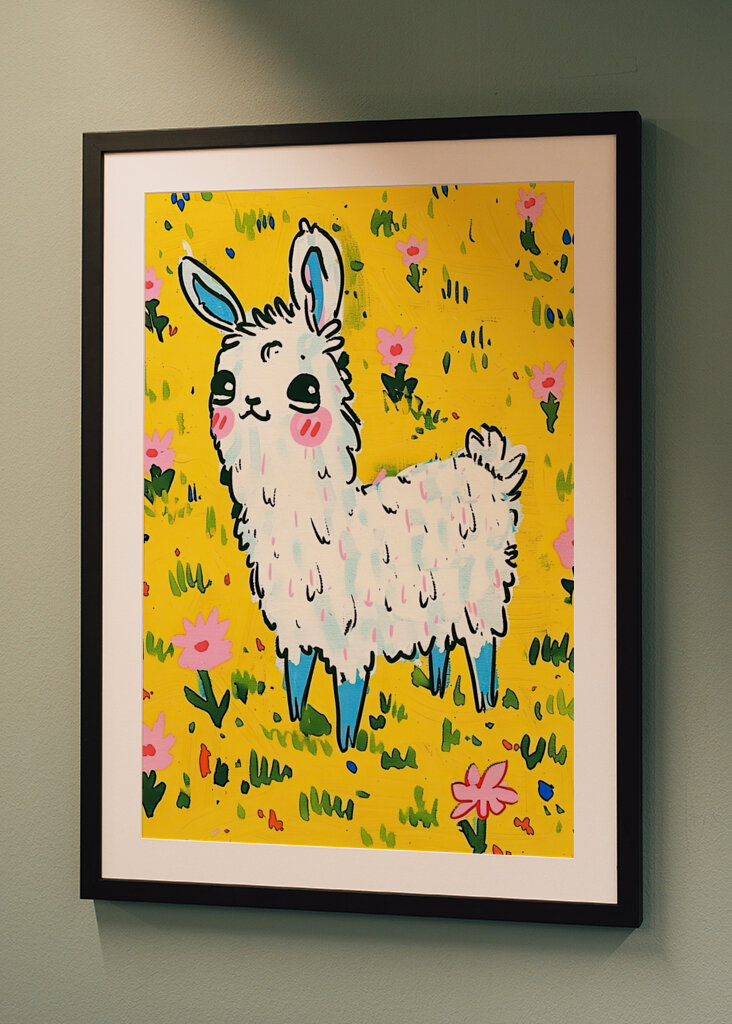 Sonniges Lama in Blüte