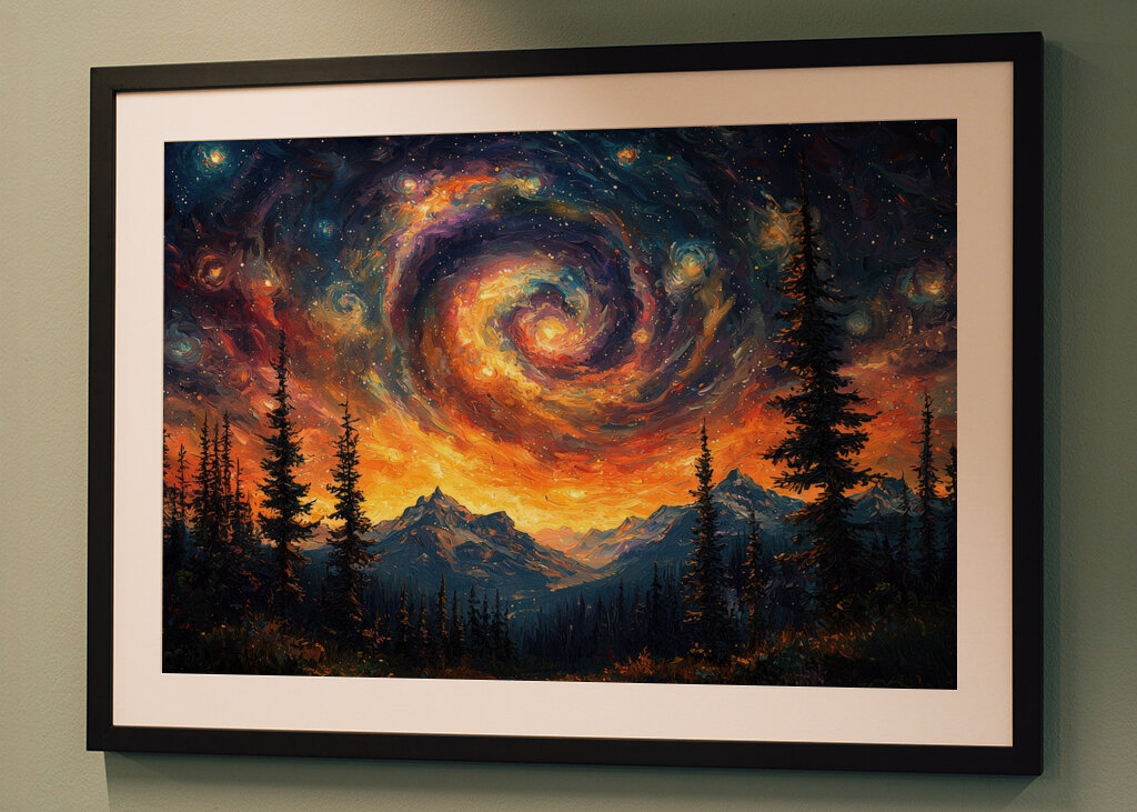 Galactic Swirl Over Mountain