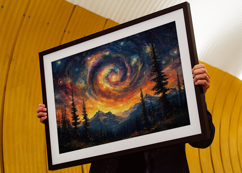 Galactic Swirl Over Mountain