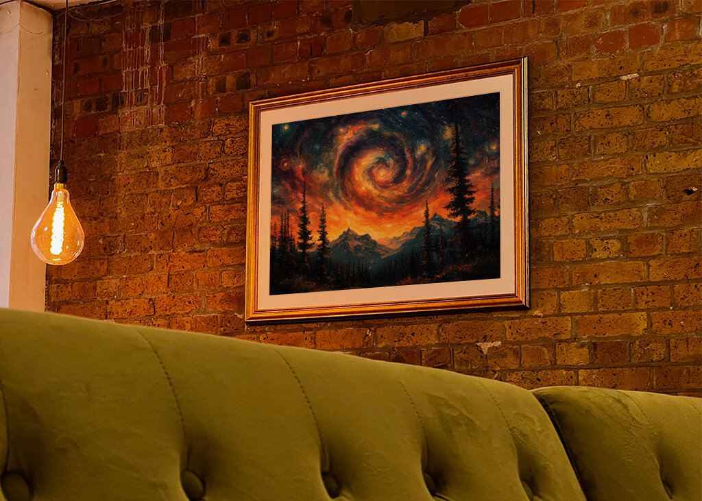 Galactic Swirl Over Mountain