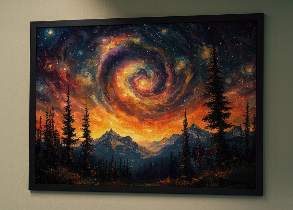 Galactic Swirl Over Mountain