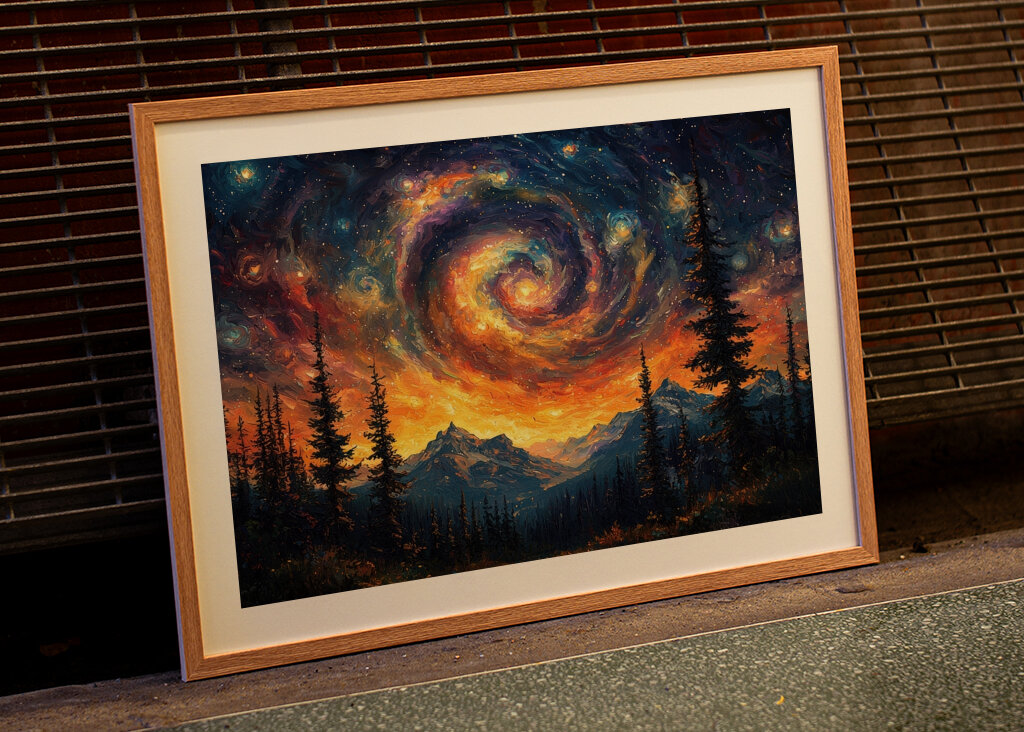 Galactic Swirl Over Mountain