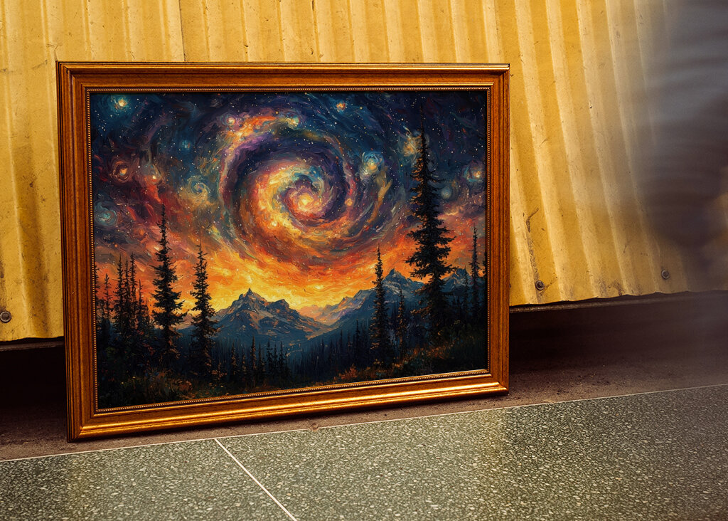 Galactic Swirl Over Mountain