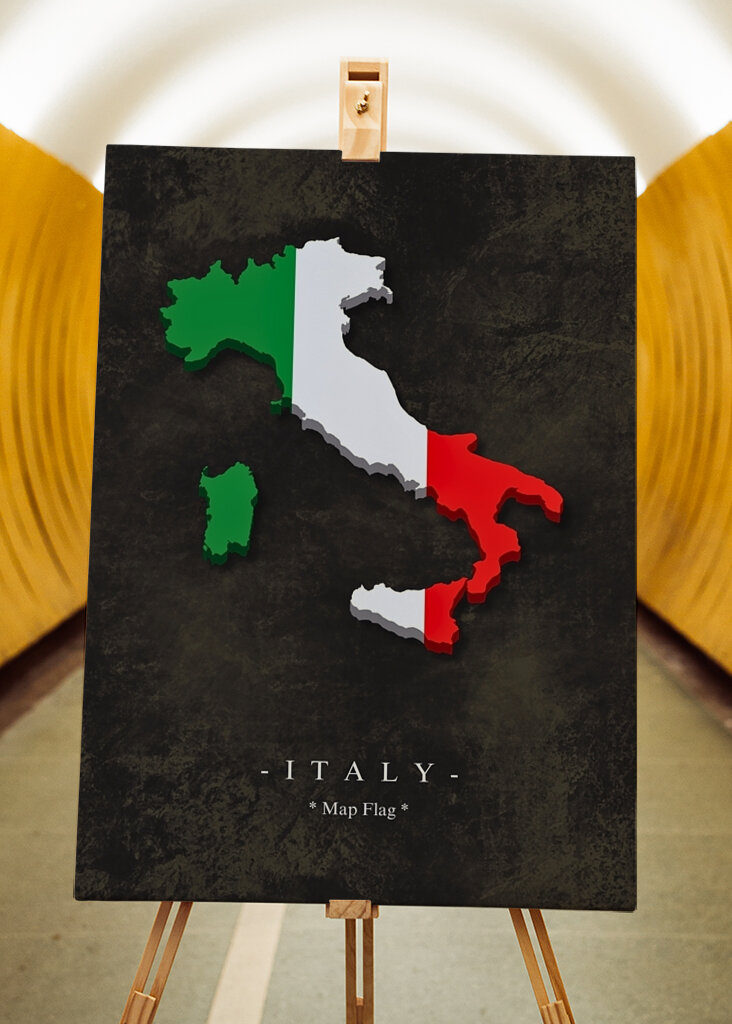 Italien karta flagga