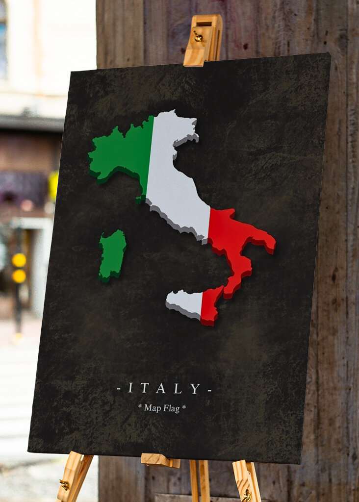 Italien karta flagga